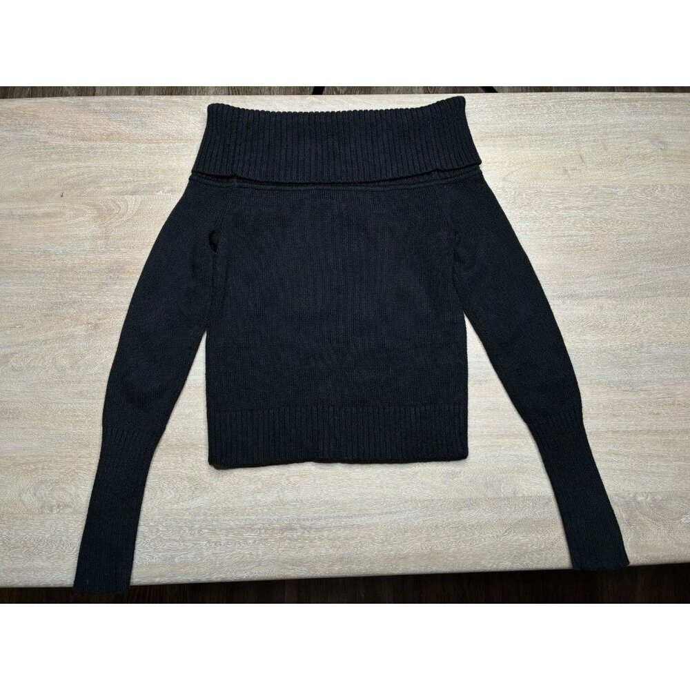 Aritzia NWT Sunday Best Topaz Sweater in Black XS Off the Shoulder Ribbed Cotton - Picture 7 of 9